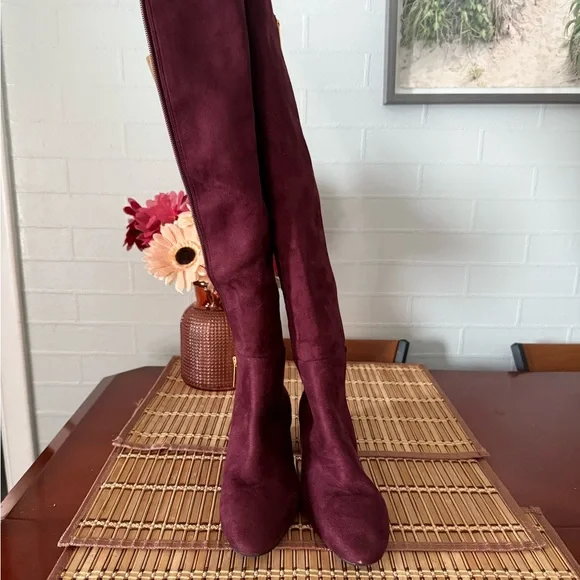 Michael Kors Burgundy Over the Knee Boots - Picture 2 of 5